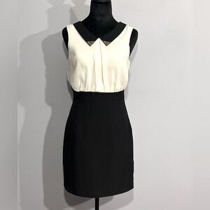 By & By | Juniors Black and White Collared Sleeveless Career Midi Dress Size 5